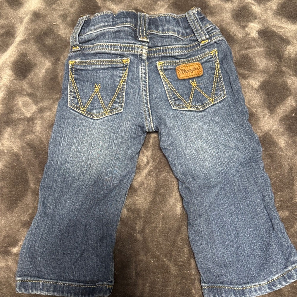 Wrangler Boys Blue Boot Cut Jeans with Contrast Stitching